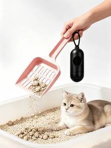 Pá Portátil para Coleta de Fezes de Animais de Estimação com Sacos de Lixo, Pá de Plástico Durável e Fácil de Limpar para Resíduos de Animais de Estimação, Ferramenta de Limpeza Conveniente para Passeio com Cachorro, Camping e Viagem, Adequada para Cães e Gatos - Visão 2
