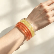 7pcs/Set Fashion Crystal Glitter Jelly Bracelets For Women, Lucky Symbol Buddhist Wristbands - Multicolor - View 3