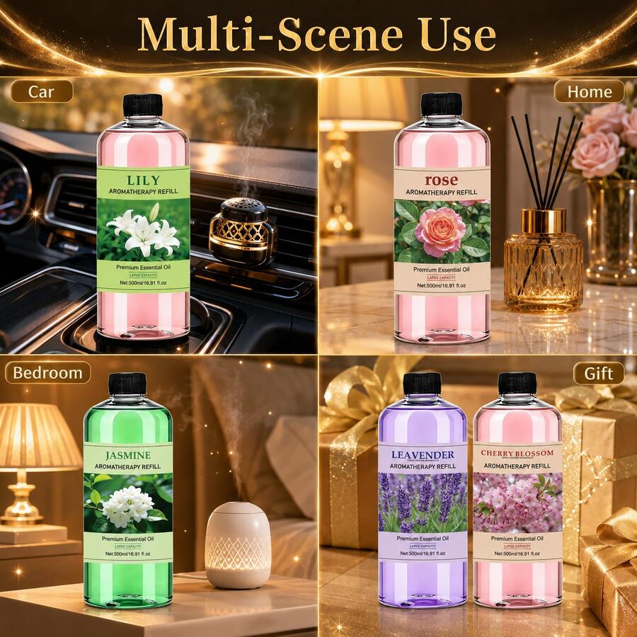 500ml 無酒精單一精油 | 酒店級奢華香氛油 16.9 Fl Oz | 大瓶裝香氛補充液,適用於加濕器/擴香機,多種香調適用於擴香機、香氛石、汽車與居家香氛油 - 大容量500ML輕奢香氛系列 - 查看 1