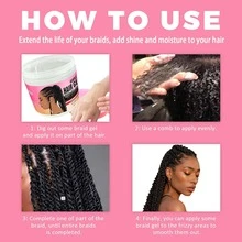 Goiple Hair Gel, Hair Gel And Crocodile Clips, Strong Hold, 13.4 Oz, Edge Control & Dreadlock Twist Wax, High Shine, No Flaking, Tame Frizz, Strawberry Scent, Suitable For Braids & Cornrows, Hair Styling Cream, Suitable For All Types Of Braids - Full Size - View 8