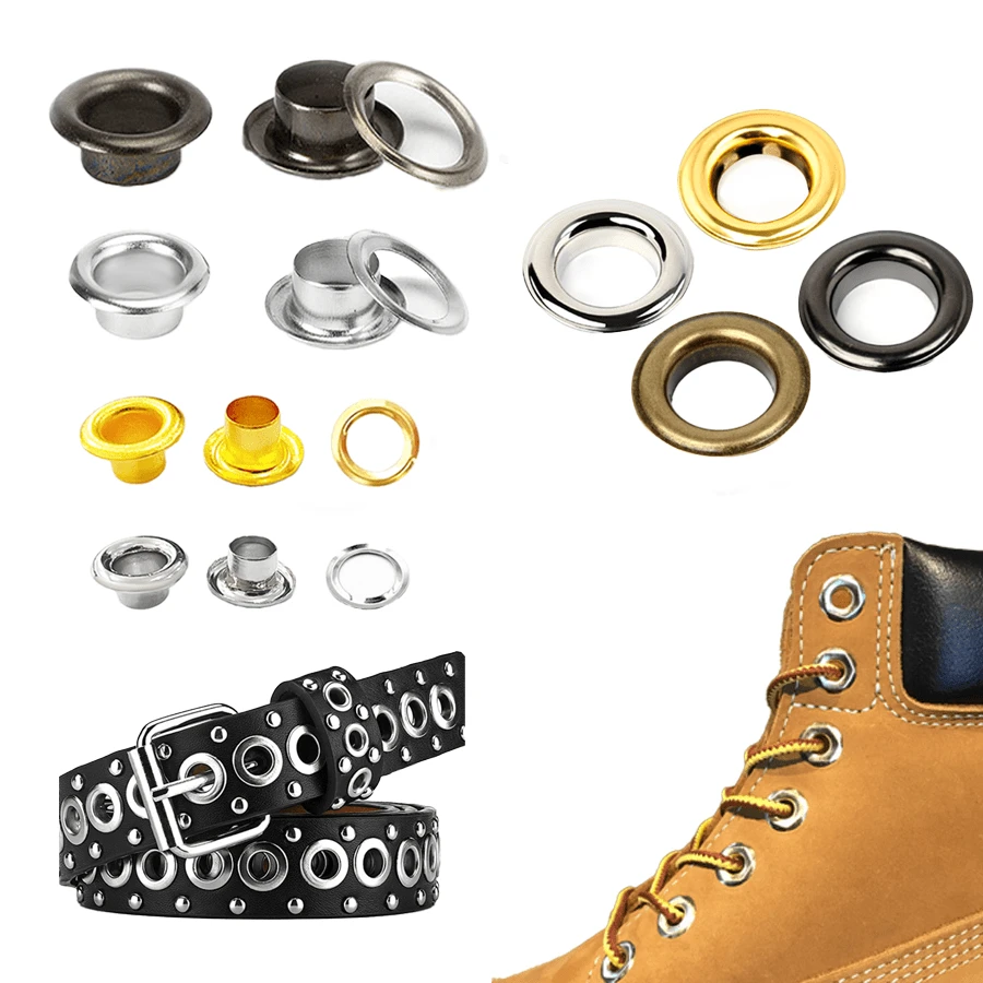 100 Pcs 4mm Metal Eyelets With Washers For DIY Leather Craft, Scrapbooking, Shoes, DIY Accessories, Repairing Shoes, Bags, Belts, Clothing, DIY Garment Decoration, Wallet Embellishment, Punk Gothic Accessories, Square Studs For DIY Handicrafts, Clothing, Gunmetal Black, Silver, Gold - Multicolor - View 1