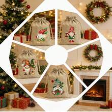 56/62/74pcs Pack Christmas Gift Wrapping Bags(With Tags), With Drawstring Closure -Suitable For Small Trinkets, Apples, Candies, Chocolates, Party Favors For &, Gift For Holiday Parties - Style E - View 4