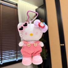 1pc Sanrio Hello Kitty Plush Bag Charm, Cute Fashion Glasses Doll Pendant With Corduroy Overalls, Adorable Cartoon Handbag Backpack Wallet Decoration, Soft Filled Collectible, Birthday Gift For Women And Girls, Multiple Colors - Multicolor - View 12
