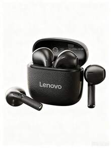 Lenovo EA166 藍牙智慧降噪耳機，超清晰通話，無線藍牙耳機，高品質音訊，內建麥克風，IPX5 防水，低延遲，適用於辦公、旅行、睡眠、健身、聆聽音樂，入耳式耳機 - 黑色 - 查看 1