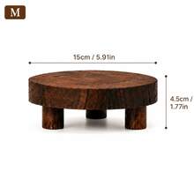 Rustic Round Wooden Display Stand, Natural Wood Pedestal Riser For Home Decor, Candle, Plant, Dessert & Coffee Table Styling - A - View 10