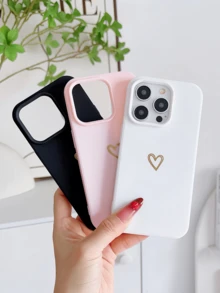 3pcs Matte Minimalist Small Heart Personalized Soft TPU Anti-Fall Full Coverage Anti-Fouling Fashion Phone Case Compatible With Apple 17 16 15 14 13 12 11 Pro Max Air - Multicolor - View 2