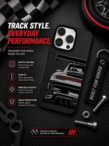 1 buah Casing Ponsel Spoiler Balap Keren, Kompatibel dengan iPhone 17 16 15 14 13 12 11 Pro Max, Warna Solid, Cetakan Garis Merah Lampu Belakang Mobil Sport, Casing Ponsel TPU Tekstur Matte Hitam Tahan Guncangan - Hitam - View 4