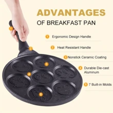 1 buah Wajan Pancake Kecil, Panci Pancake Kecil, Pembuat Pancake dengan 7 Desain Cetakan - View 5
