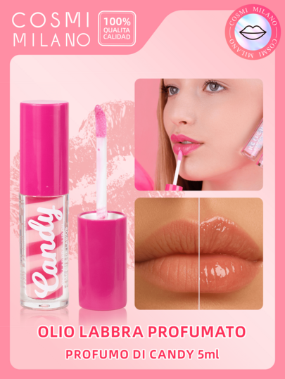 COSMI MILANO Lippenöl 5 ml, angereichert mit Vitamin E, feuchtigkeitsspendende und glänzende Textur, verleiht trockenen Lippen Volumen und Geschmeidigkeit, anhaltender süßer Duft, kompakte Tube, praktisch zum Mitnehmen in der Handtasche für schnelle Ausbesserungen.