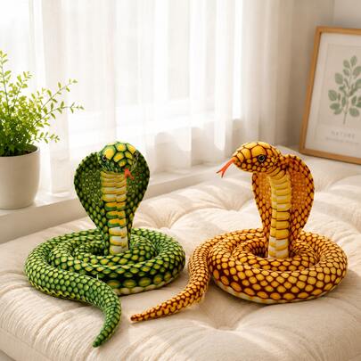 Keylingwd 1pc Large Realistic King Snake Plush Doll, Scary Snake Plush Doll, Children's Birthday Gift, Halloween Gift, Decoration, New Year Gift, Thanksgiving Gift, Fun Realistic Animal Doll For Boys And Girls