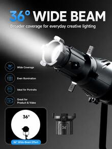 YSKE Bowens Mount Optical Snoot Kit, 19°/36° Projection Lens Spotlight Tube, Includes 30 Pattern Slides And 5 Color Filters, Suitable For Studio Portrait Video Lighting - View 5
