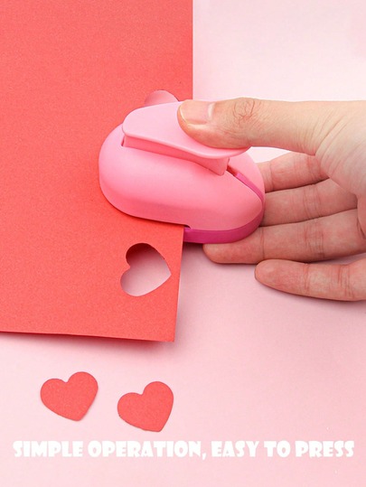 1pc Heart-Shaped Embossing DIY Tool (Suitable For Cards And Fabrics) - Handheld Heart Pattern Embossing Machine, Perfect For Scrapbooking, Paper Crafts And Gift Making; Manual Punching/Embossing Tool, Card Making Supplies, Valentine's Day Gift, Back To School Supplies