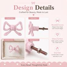 Cast Iron Bow Shaped Furniture Knobs Retro Pink Drawer Handles Old Cabinet Replacement Fittings - View 4