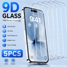 5PCS Ultra Clear 9H Tempered Glass Screen Protector For IPhone 17/16 Pro Max/16 Pro/16 Plus/16/15 Pro Max/15 Pro/15 Plus/15/14 Pro Max/14 Pro/14 Plus/14/13 Pro Max/13/12 Pro Max/12/11 Pro Max/11/XR/XS Max/XS, Full Coverage HD Glass Shield, Crystal Clear Display, Fingerprint Resistant Coating, Scratch Resistant, Bubble-Free Easy Apply, Smooth Touch, Slim Fit - Clear - View 20