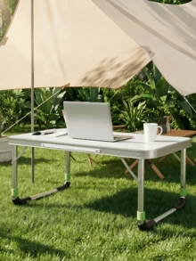 Aluminum Alloy Folding Table Set, Foldable For Storage, Lightweight And Stable; Matched With Portable Folding Stools, Multi-Functional For Outdoor Camping, Market Vending, Home Use And Office Work - A - View 1