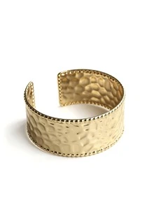 Artistic Starfish Heart Feather Leaf Flower Stripe Shape Exaggerated Thick Stackable Stainless Steel Open Adjustable Size Gold Bracelet Modern Sculpture High Street Fashion Cuff Clothing Accessory - Gold Bracelet - View 12