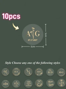 1/10/20/40/80/160/320pcs Custom Gold Foil Botanical Wedding Stickers, Personalized Gold Wedding Favour Labels, 4-6cm,Various Patterns,Clear Wedding Envelope Seals,Clear Wedding Stickers With Gold Foil,Infinity For Wedding Favors, Cups Labels Stickers - Multicolor - View 14