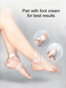 100pcs Disposable PE Foot Mask Liners With Adhesive Backing, Transparent Plastic Foot Socks, Suitable For Home Foot Care, Foot Therapy Moisturizing Care, Tear-Resistant Foot Care Covers, Multi-Purpose, Suitable For Salon, Shoe Fitting, Dorm, Travel, Back To School - Multicolor - View 4
