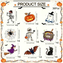 36pcs Happy Halloween Bulletin Board Decoration Set, Bat Decor, Spider Ghost Paper Cutouts - Ghost Skeleton - View 3