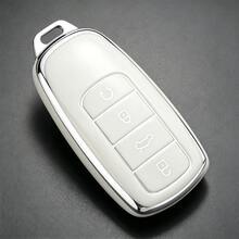 Compatible With Chery 4-Button Car Key Fob, Electroplated Silver Edge TPU Full Coverage Protective Case, Anti-Drop, Wear-Resistant, Anti-Scratch, Business Minimalist Car Key Modification Shell, Car Accessories, Key Fob Cover, Auto Parts - Chery Single Pack - View 3