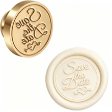 1個 Save The Date 英文文字圖案蠟封印章頭（不含手柄）－婚禮邀請函蠟封印章－禮品包裝蠟印 - 預留日期 - 查看 3