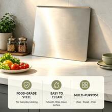 Stainless Steel Cutting Board With Lip, Large Size Metal Kitchen Chopping Board, Versatile Pastry Board For Kneading Dough & Meat Preparation - View 5