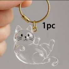 Transparent Cat-Shaped Memorial Pendant, Multiple Cute Cat Styles Available, Clear And Exquisite Shell, Can Store Pet Hair, Preserve Memories With Your Pet, Keychain, Can Be Hung On Bags, Keys, Suitable As Pet Memorial Gift - Multicolor - View 11