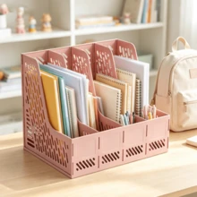 Multi-Layer 4-Slot File Rack Basket A4 Book Stand Folder Organizer Box Office Supplies Desktop Document Storage Shelf - D - View 2