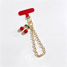 1pc Cute Cherry Keychain Phone Strap, Cherry Phone Charm Lanyard, Girly Style Phone Chain Pendant Accessory - Red - View 10