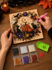Halloween 3D Pearl Art Kit, Adult Diamond Craft | Spooky Cute 3D Art, Autumn Wall Decor, Beginner-Friendly DIY Kit, Complete Craft Set, Fun Family Activity - Pumpkin - View 4