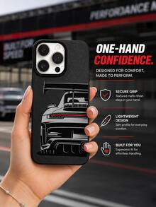 1 buah Casing Ponsel Spoiler Balap Keren, Kompatibel dengan iPhone 17 16 15 14 13 12 11 Pro Max, Warna Solid, Cetakan Garis Merah Lampu Belakang Mobil Sport, Casing Ponsel TPU Tekstur Matte Hitam Tahan Guncangan - Hitam - View 6