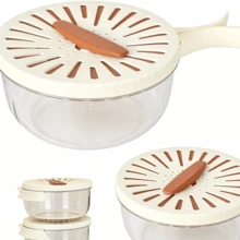 Multifunctional Washing Basin With Strainer And Drain, 2-In-1 Design, Featuring A Foldable Handle And Lid-A Practical Plastic Basket For Washing Fruits And Vegetables In The Kitchen Or On Picnics - 16 X 8.5 cm - View 2