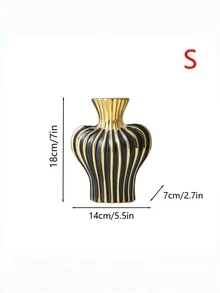 1件裝奢華金邊條紋陶瓷花瓶組，現代亮面黑色瓷製花瓶，優雅桌面裝飾花瓶，適用於玄關桌、層架、餐廳、農舍風、婚禮室內裝飾 - 花瓶 - 查看 23