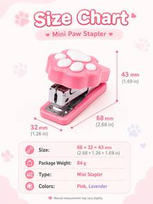 1pc Cute Cat Paw Mini Stapler, Gradient Color Portable Small Stapling Machine, Kawaii Desktop Stationery Tool For Students Office Supplies - Multiple Styles - View 4