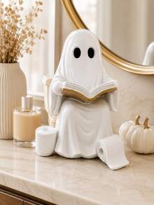 Funny Ghost Toilet Statue, Halloween Bathroom Decor, Resin Reading Ghost Figurine, Suitable For Toilet Tank, Countertop And Shelf, Cute Spooky Home Decor, Farmhouse Style Bathroom Ornament, Autumn Holiday Party Decoration, Novelty Gift For Women, Gothic Style Autumn Decor - A - View 8