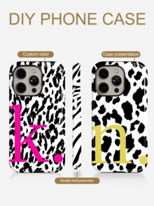 1 Peça Capa de Telefone Personalizada com Estampa de Leopardo e Letra Personalizada, Estilo Celebridade, Presente de Aniversário, Presente do Dia dos Namorados, Presente de Aniversário, Presente de Casamento, Presente do Dia das Mães, Presente do Dia dos Pais, Presente para Melhor Amigo, Presente para Mãe/Pai, Presente para Namorado, Presente para Namorada, Capa Rígida com Filme Brilhante 2 em 1 de Cobertura Total Compatível com iPhone 11/12/13/14/15/16/17 Pro Max - Multicolorido - Visão 5