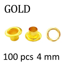 100 Pcs 4mm Metal Eyelets With Washers For DIY Leather Craft, Scrapbooking, Shoes, DIY Accessories, Repairing Shoes, Bags, Belts, Clothing, DIY Garment Decoration, Wallet Embellishment, Punk Gothic Accessories, Square Studs For DIY Handicrafts, Clothing, Gunmetal Black, Silver, Gold - Multicolor - View 6
