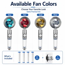 Turbo Wind Shower Head Set With 4 Replacement Filter Cartridges, High Pressure Filtration Handheld Shower Head, Water-Saving Bathroom Shower Accessory, Suitable For Home, Dorm, Apartment - Multiple Styles - View 3
