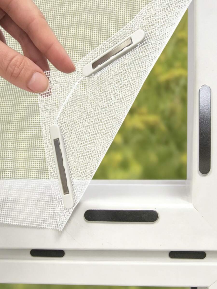 1/2pcs Adjustable Magnetic Window Screen, High Breathability Polyester Mesh, Drill-Free Self-Adhesive Easy Installation, Magnetic Closure Design, Fine Insect Mesh, Suitable For Home And Apartment Indoor Window Protection - Multicolor - View 1