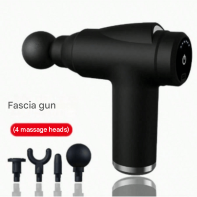 USB Rechargeable Mini Massage Gun, Portable Deep Muscle Fascia Tool With 4 Attachment Heads And LED Battery Indicator, Sleek Black Percussion Massager