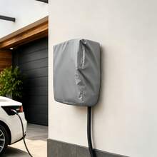 1pc Electric Vehicle Charging Station Cover - Black/Silver, Heavy Duty 300D Oxford Fabric, Drawstring Bottom Design, Suitable For Tesla Charger Base, EV Charger Plug, Flo EV Charger (Cover Only) - Multicolor - View 3