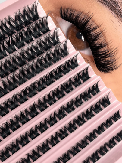 Hinarin 120pcs D-Curl Mixed Length 8-16mm Fluffy Natural Eyelash Extension Set, DIY Reusable Eyelash Clusters, False Eyelash Clusters, Single False Eyelashes, Suitable For Various Makeup Looks