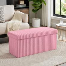 Aafan Ottoman Bench With Lid, 90L Storage, 120kg Capacity, Foldable, No Tools Needed, Engineered Wood, Reinforced Base, Ribbed Fabric, High-Resilience Foam - A - View 1
