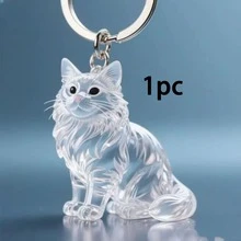 Transparent Cat-Shaped Memorial Pendant, Multiple Cute Cat Styles Available, Clear And Exquisite Shell, Can Store Pet Hair, Preserve Memories With Your Pet, Keychain, Can Be Hung On Bags, Keys, Suitable As Pet Memorial Gift - Multicolor - View 13