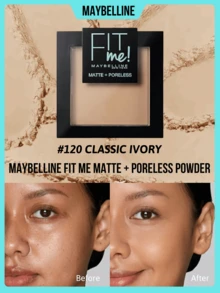 Maybelline 美寶蓮 Fit Me 霧面無孔粉餅底妝，控油 SPF30+，收斂毛孔，附內置鏡子與粉撲，方便補妝，高遮瑕，細緻粉質，防汗持久，霧面妝感，均勻膚色 - #120 CLASSIC IVORY - 查看 1