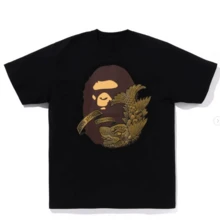 Ape Head Graphic Tee,Camiseta con Gráfico de Cabeza de Simio, Estilo Urbano Vintage para Uso Diario, Cuello Redondo de Algodón Suave, Camiseta Básica Unisex de Verano - Negro - Ver 10