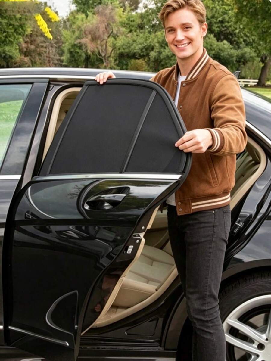 Universal Car Sunshade, Front And Rear Side Window Sunshades, Blocks 98% Harmful UV Rays, Self-Adhesive Car Curtains, Easy Installation And Removal, Car Accessories - Multicolor - View 1