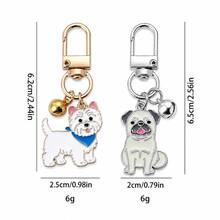 1/2pcs Enamel Dog Keychain With Bell & Swivel Clasp, 2 Styles, Cute Bag Charm For Keys, Handbags, Backpacks And Pet Lover Gifts - Black and White - View 10