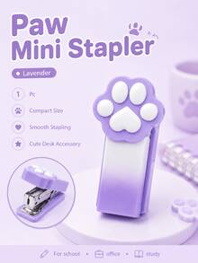 1pc Cute Cat Paw Mini Stapler, Gradient Color Portable Small Stapling Machine, Kawaii Desktop Stationery Tool For Students Office Supplies - Multiple Styles - View 8