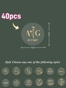 1/10/20/40/80/160/320pcs Custom Gold Foil Botanical Wedding Stickers, Personalized Gold Wedding Favour Labels, 4-6cm,Various Patterns,Clear Wedding Envelope Seals,Clear Wedding Stickers With Gold Foil,Infinity For Wedding Favors, Cups Labels Stickers - Multicolor - View 29